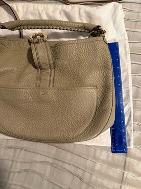 Diane Von Furstenberg Pebbled Leather Shoulder Bag in Taupe